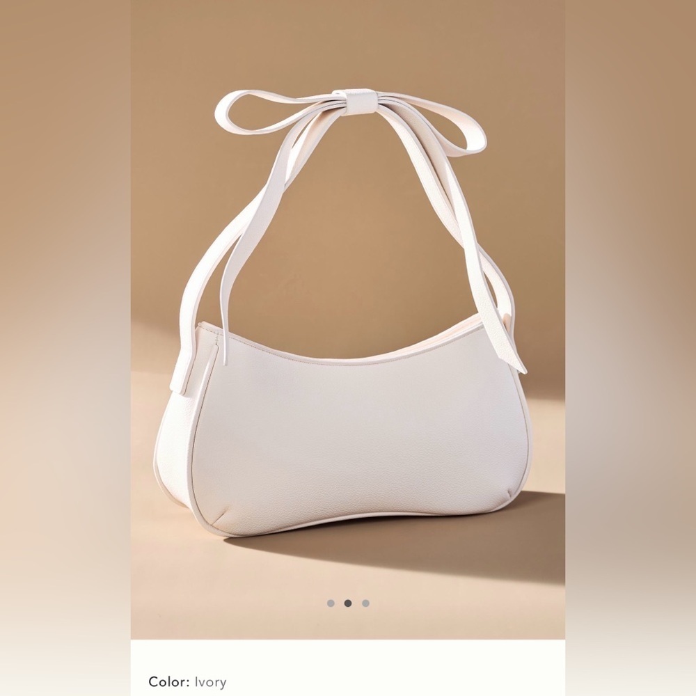 NWT new Anthropologie Mali + Lili Marissa bow shoulder bag cream faux leather - Picture 1 of 17